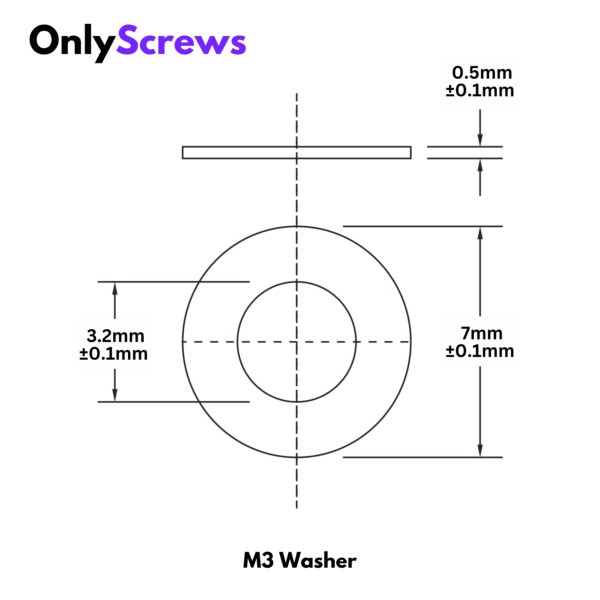 Second image of M3 Plain Washer SS304 (ID. 3.2mm OD:7mm T:0.5mm)